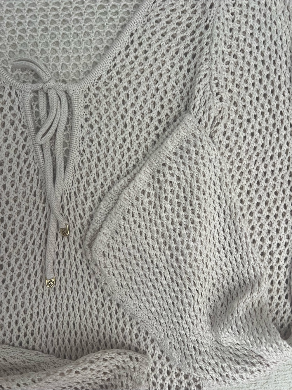 Victoria's Secret Beachwea Coverup Crochet Long Sleeve Mini Dress in Pearl White - Picture 7 of 8